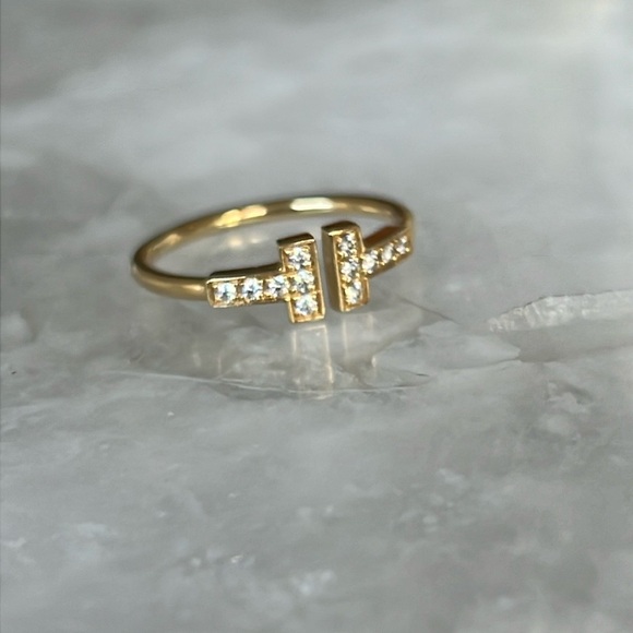 T WIRE RING DIAMOND PINK GOLD